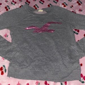 Gray Sweatshirt with Pink Logo